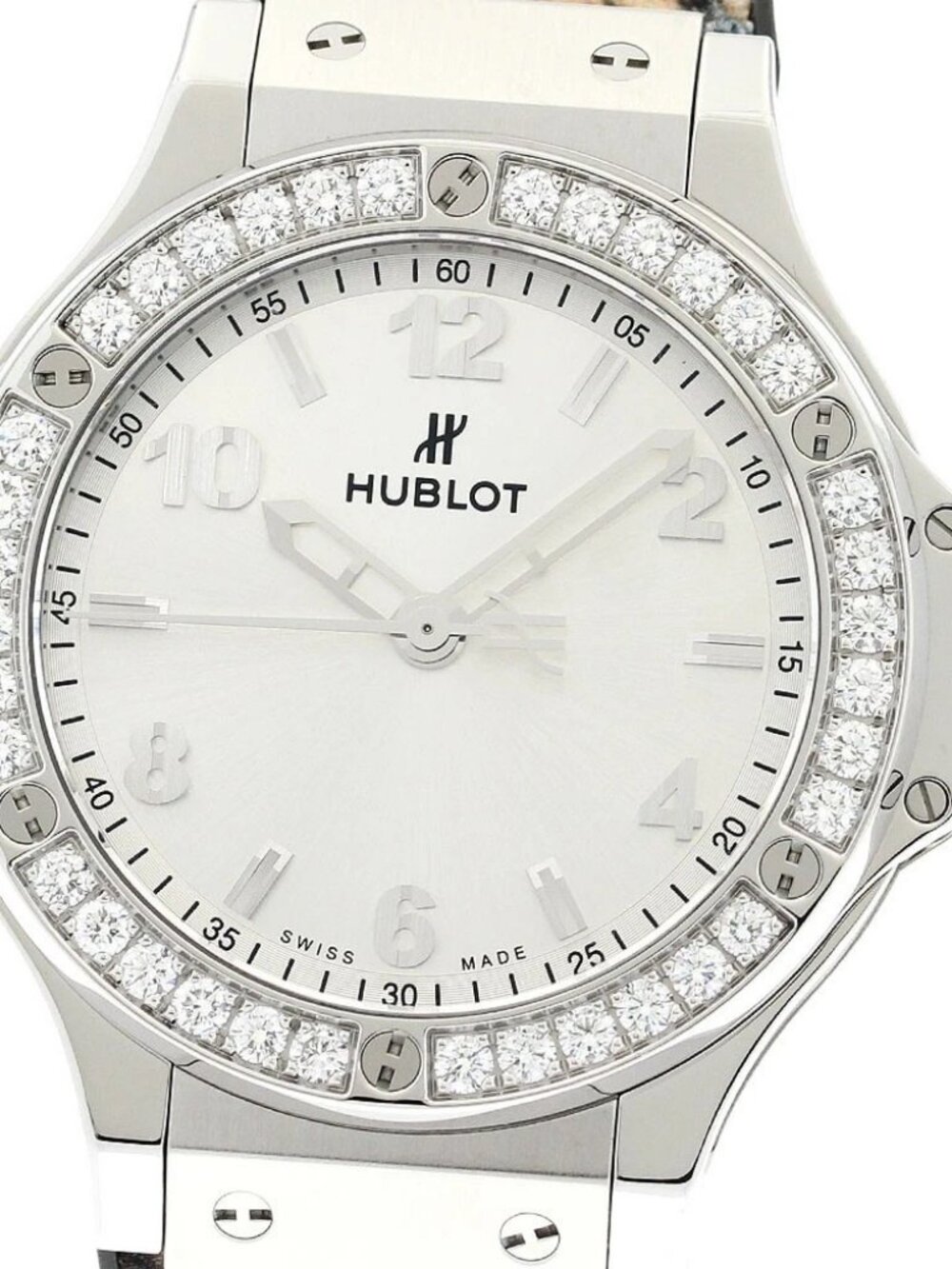 HUBLOT Big Bang Monochrome Steel Diamond Bezel Silver Dial Quartz Ladies_909120